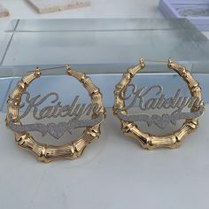 Custom Bling Nameplate Earrings, Hoop Earrings, Gold Name Earrings, Earring For Women, Personalized Hoop Earrings, Name Jewelry Gift for Her I will make products for you with all my heart, and the products are absolutely safe and harmless, welcome to buy 💖💖FREE SHIPPING. Handmade item nicely packaged READY TO GIFT. 💖💖Choose your favorite color and material: Gold, Silver, Rose Gold. 💖💖Choose the size that's right for you: 30mm,40mm,50mm,60mm70mm,80mm,90mm,100mm. 💖💖ALL Earrings are High-Qu Customized Silver Hoop Earrings, Customized Silver Round Earrings, Customized Hoop Earrings For Anniversary, Custom Name Hoop Earrings, Custom Name Metal Hoop Earrings, Nameplate Earrings, Earrings Name, Custom Bling, Name Earrings