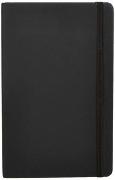 a black notebook on a white background