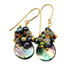 Abalone Gemstone Cluster Earrings Abalone Earrings, Shell Pattern, All Gems, Shell Earrings, Cluster Earrings, Fine Earrings, Abalone Shell