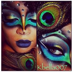 Peacock Makeup Peacock Halloween Makeup, Peacock Eye Makeup, Nina Flowers, Peacock Halloween, Peacock Makeup, Carnaval Make-up, Makeup Pinterest, Make Up Diy, Fantasy Make-up