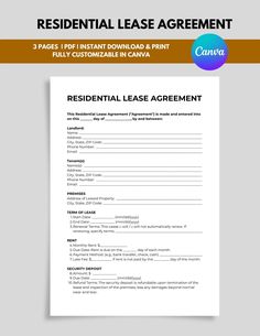 the residential lease agreement is shown in this document