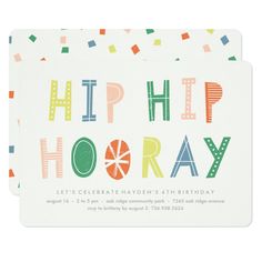 a birthday card with the words hip hooray on it