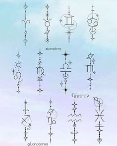 an image of different symbols in the sky