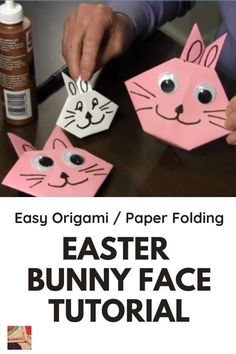 an easy origami easter bunny face craft for kids