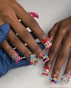 Junk Nails, Hippie Nails, Punk Nails, Short Square Acrylic Nails, Exotic Nails