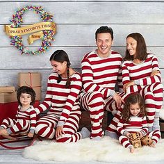 Size: DAD-XL Adult Christmas Pajamas, Striped Outfit, Red Stripes Top, Family Pajama Sets, Black Family, Matching Christmas Pajamas, Kids Nightwear, Pajama Outfits, Christmas Pajama Set