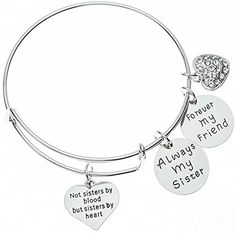 Friend Bracelet- Not Sisters By Blood But Sisters By Heart Jewelry- Perfect Gift for Friends - Infinity Collection Birthstone Keychain, Inexpensive Jewelry, Sister Bracelet, Sisters By Heart, Sunflower Jewelry, Friend Jewelry, Heart Keyring