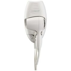 The Wall Mount Compact Hairdryer from Conair dries hair fast! With 1600 watts of drying power in this compact dryer, two heat/speed settings and a 6-ft coil cord, you can style your hair easily and quickly. Perfect for any size bathroom or living space. When done, the hair dryer clips securely onto the wall mount, shuts off automatically, and with the LED light feature, also functions as a night light. This wall mount dryer is on call to deliver everything you need in a compact, convenient Wall Mounted Hair Dryer, House Bathroom, Light White, Led Night Light, Styling Tools, White White, Can Opener, Hair Dryer, Led Light