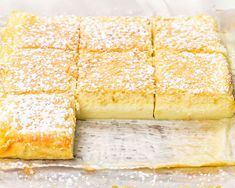 the pastry is cut into squares and ready to be baked in the oven for consumption