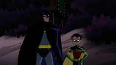 batman and robin wayne standing next to each other in the dark knight animated film,