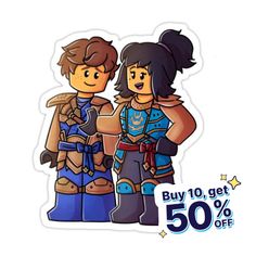 an image of two people standing next to each other with the text buy 10 get 50 % off