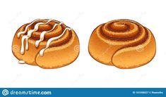 two buns with icing on white background stock photo - image 349784