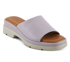 Step into the season with effortless elegance in the Spring Step Fireisland leather slide sandals. These sandals boast a luxurious leather construction, complemented by a memory foam insole and an elastic gore for a blend of style, comfort, and flexibility. Perfect for any occasion, they provide an elevated look with their platform design while ensuring your feet are pampered throughout the day. From Spring Step. Summer Leather Mules With Ortholite Insole, Leather Slides With Arch Support For Vacation, Leather Mules With Ortholite Insole For Summer, Leather Slip-on Slides For Vacation, Leather Slippers With Ortholite Insole, Leather Slides With Arch Support For Summer, Platform Design, Leather Slide Sandals, Effortless Elegance