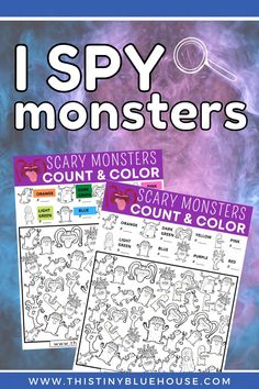 i spy monsters coloring pages for kids to color and learn how to use them in the classroom