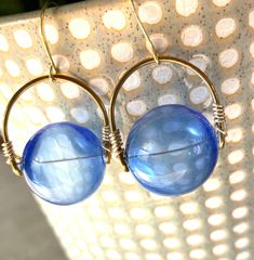 Denver Co, Blown Glass, Glass Blowing, Denver, Blue Sky, Glass Beads, Dangle Drop Earrings, Drop Earrings, Beads