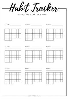 the printable habit tracker for adults and young children is shown in black and white