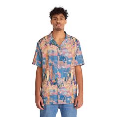 Nothing says "I love summer" like a Hawaiian shirt, and now, you can make this iconic garment even better by adding your own art to it. Made to have a boxy fit and a notch lapel collar that are perfect for any laidback scenario, these shirts come with a handy chest pocket and a 95% polyester and 5% spandex fabric for silky comfort. Choose between black or white buttons & customize it to taste.  .: Material: 95% polyester, 5% spandex .: Medium fabric (7.23 oz/yd²(245 g/m .: Boxy fit .: Chest pocket .: Black or white button options .: Sewn-in label Relaxed Fit Graphic Print Camp Shirt, Relaxed Fit Camp Shirt With All-over Print, Printed Relaxed Fit Camp Shirt With Spread Collar, Collared Hawaiian Shirt With All Over Print, Relaxed Fit Hawaiian Shirt With Collar, Relaxed Fit Hawaiian Shirt With Collar And Print, Printed Relaxed Fit Collared Hawaiian Shirt, Relaxed Fit Collared Hawaiian Shirt With Print, Printed Collared Hawaiian Shirt In Relaxed Fit