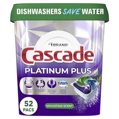 cascade dishwashers save water, mountain scent, 52ct canisters / carton