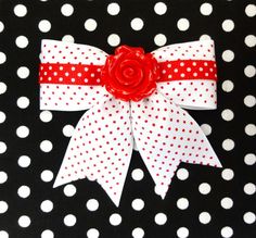 Retro Rosie Dots Galore Hair Bow - Red Rose Cheerleading Hair Bows, Cheerleading Hair, Rockabilly Accessories, Jewelry Magic, Bows For Sale, Style My Hair, Cheerleading Bows, Cheerleading Hairstyles, Hair Acessories