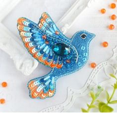 Brooch Making, Diy Brooch, Aquamarine Color, Brooch Diy, Jewelry Making Kits, Bird Embroidery, Jewelry Kits, Bird Brooch, Bead Kits