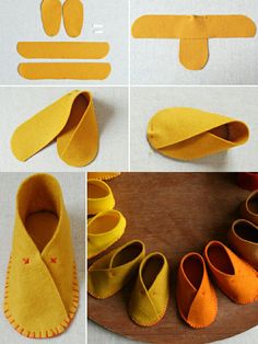 step by step instructions to make felt shoes