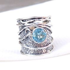 Blue Topaz Ring, Topaz Ring, Natural Blue Topaz Ring, Solid 925 Sterling silver Ring, Unique Handmad Unique Ring Designs, Raw Gemstone Jewelry, Blue Topaz Jewelry, Ethiopian Opal Ring, Topaz Jewelry, Natural Gemstone Jewelry, Aquamarine Jewelry, Silver Rings Handmade, Topaz Gemstone