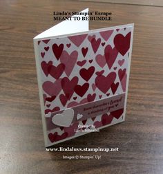 a valentine's day card with hearts on it and the words, lindas stamping escape meant to be bundle