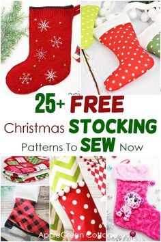 25 free christmas stocking patterns to sew for the holiday season, including stockings and stockings