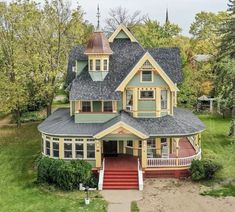 this is an aerial view of a house