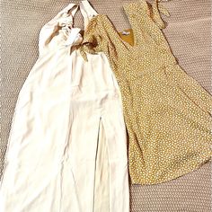 This Set Includes: - 1 Midi Dress, Brand New With Tag, Size S - 1 Skater Dress, Like New, Size Xxs Cream V-neck Sundress For Spring, Cream V-neck Sundress For Day Out, Cream V-neck Dress For Day Out, Beige Knee-length Dress For Brunch, Cream Knee-length Dress For Date Night, Beige Fitted V-neck Sundress, Cream V-neck Fitted Sundress, Fitted Cream Sundress With V-neck, Cream V-neck Sundress For Brunch