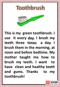 a toothbrush with the words, this is my green toothbrush i use it every day