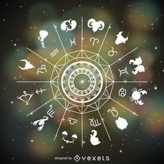 the zodiac signs are arranged in a circle on a blurry background with space for text