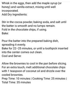 the instructions for baking cookies and other desserts are shown in this screenshote