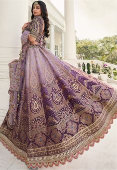 Woven Jacquard silk lehenga choli in Lavender color 1028 Desc:  Style : A-Line Lehenga Choli Color : Lavender Fabric : Silk Work : Heavy Jacquard Woven With Embroidery & Stone Work Wash Care : Dry clean Sleeve Style : Half Sleeve Long Sleeves : Done only in Custom Stitch Sleeves Lining : Done only in Custom Stitch Bust Size : 32 to 42 Inches Occasion : Wedding   Mehendi   Sangeet   Engagement   Reception   Ceremonial   Baby Shower. With Express Free Shipping and Custom Stitching, Buy Indian Lavender Color Wedding, Lehenga Purple, Designer Choli, Lavender Lehenga, Purple Lehenga, Bridal Lehenga Designs, Trendy Outfits Indian, Sequence Embroidery, Lehenga Choli Wedding