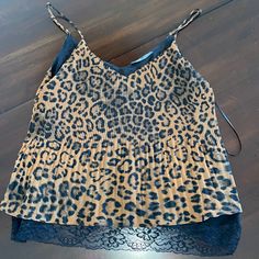 Flattering And Instyle! Never Worn Cheetah Tank Top With Lace Trim And Adjustable Straps Leopard Print Cami Top For Spring, Casual Leopard Print Camisole Top, Spring Leopard Print Camisole Top, Leopard Print Camisole Top For Spring, Chic Leopard Print Cami Top, Trendy Zara Leopard Print Tops, Top With Lace Trim, Tank Top With Lace, Blouse Tank Top