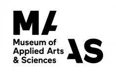 the museum of applied arts and science's logo, with black letters on white