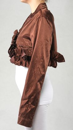 Be the star of your own show in this captivating cropped bolero jacket. Crafted from luxurious sateen with extended long sleeves and a stunning ruffle accent, it's sure to draw admiring looks and compliments! 52% Cotton, 43% Viscose, 5% Elastane Tulip Skirt, Bolero Jacket, Peplum Hem, Cropped Jacket, Black Ruffle, Crop Jacket, Bronze Color, The Star, Dress Skirt