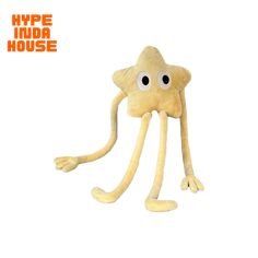 an octopus stuffed animal with large eyes and long legs is shown in front of a white background