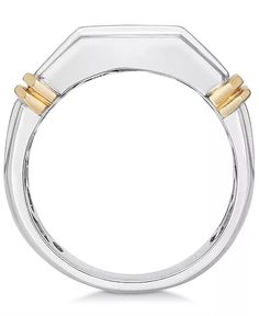 Macy's - Men's Diamond (1 ct. t.w.) Ring in 10k White and Yellow Gold Gold Highlights, Yellow Gold Jewelry, Men Diamond Ring, Two Tone Watch, Round Cut Diamond, Two Tone, Diamond Ring, Gold Bracelet, Buy Online