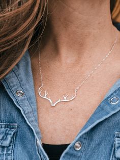 Silver Antler Necklace - Heyday Jackson Wyoming, Antler Necklace, Chain Silver, In The Mountains, Antlers, Sterling Silver Chain, Wyoming, Sterling Silver Chains, Great Outdoors