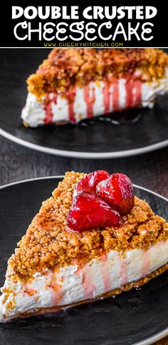 double crusted cheesecake with strawberries on top