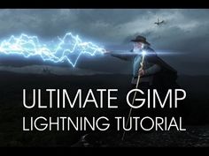 a man standing on top of a mountain with lightning coming out of his hand and the words ultimate gimp lighting