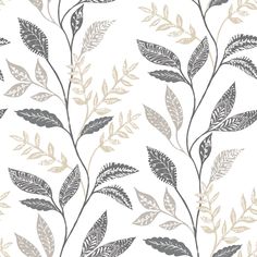 Cottage Vine Grey Peel & Stick Wallpaper by RoomMates for York Wallcoverings Dorm Furniture, Sunrooms, Branch Design, Affordable Decor, Peel Stick Wallpaper, Bathroom Wallpaper, Wallpaper Bedroom, Grey Wallpaper, Burke Decor