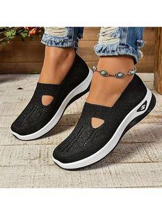 New Summer Women Casual Slip-On Sandals, Soft Comfort Breathable Hollow Out Flat Shoes Black    Fabric     Sports & Outdoor Shoes, size features are:Bust: ,Length: ,Sleeve Length: Ultra Casual, Sandals Woman, Womens Hiking Shoes, Knit Sneakers, Mens Shoes Boots, Cut Out Design, Outdoor Shoes, Walking Shoes, Primavera Estate