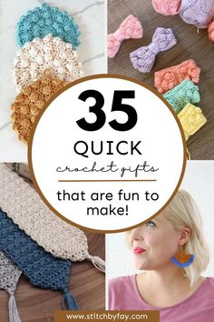 Quick crochet gifts that are fun to make Easy Crocheted Christmas Gifts, Stocking Stuffer Crochet Ideas, Crochet Christmas Stocking Stuffers, Last Minute Crochet Gifts Free Pattern, Fastest Crochet Projects, Small Craft Fair Items To Sell, Crochet For Photographers, Best Craft Fair Items To Sell, Crochet Gifts Grandma