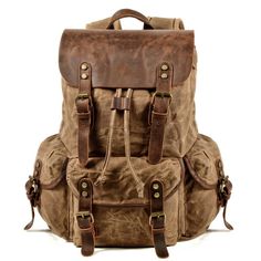 Buy Khaki Retro Canvas Buckle Flap Large Backpack Outdoor Waterproof Bag Worldwide Free shipping and return, color: Khaki , material: Canvas Khaki Rectangular Backpack For Outdoor Activities, Khaki Large Capacity Backpack For Outdoor Activities, Functional Beige Backpack For Outdoor, Functional Beige Outdoor Backpack, Beige Outdoor Backpack With Pockets, Khaki Bags With Adjustable Strap For Outdoor, Khaki Outdoor Bag With Adjustable Strap, Outdoor Khaki Bags With Adjustable Strap, Outdoor Khaki Bag With Adjustable Strap