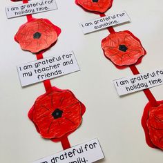 the poppys have been made to say i am grateful for my teacher and friends