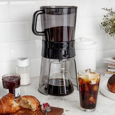 coffee and pastries on a kitchen counter