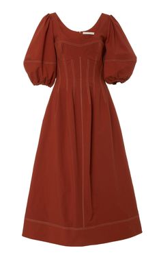 Cotton Midi Dress, Jonathan Simkhai, Looks Style, Moda Operandi, Look Fashion, Puff Sleeves, Stretch Cotton, Designer Fashion, Puff Sleeve