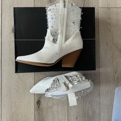 White Boutique Booties New! Multiple Sizes! Casual White Party Boots, White Boutique, Capes For Women, Country Concerts, Country Concert, Shoes White, Nashville, New Color, Bootie Boots